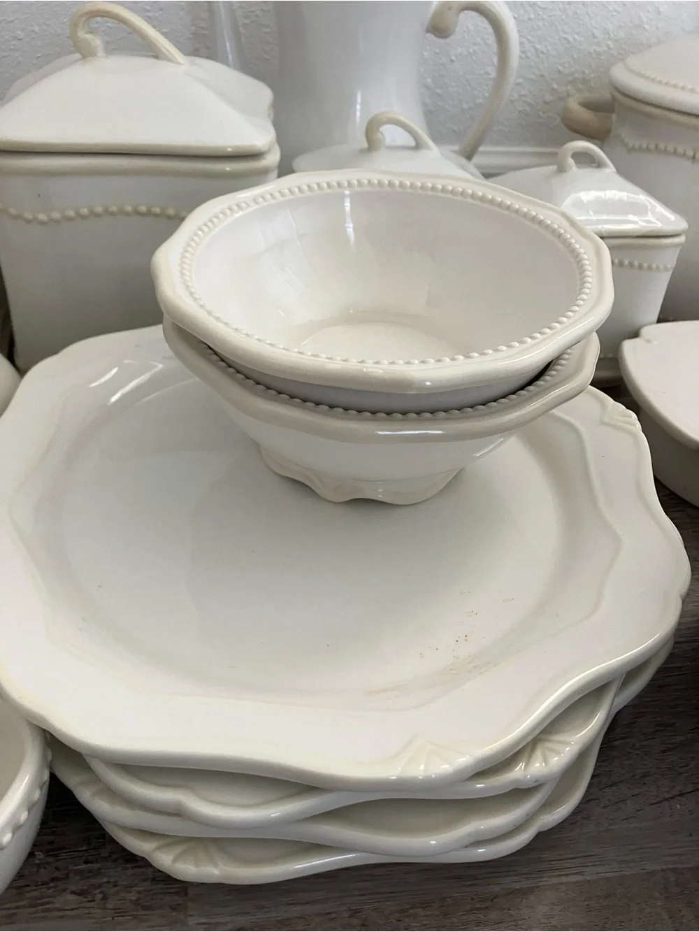 Princess House Cream Ceramic Canister and Serveware Collection